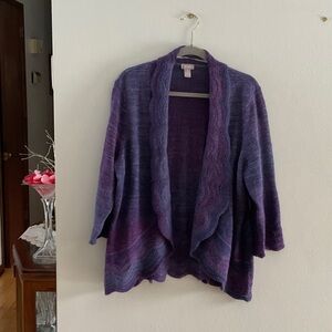 Chico's Deep Purple Open-Front Cardigan